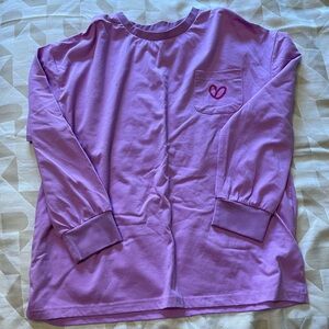 Purple Long Sleeve Shirt with Heart Detail